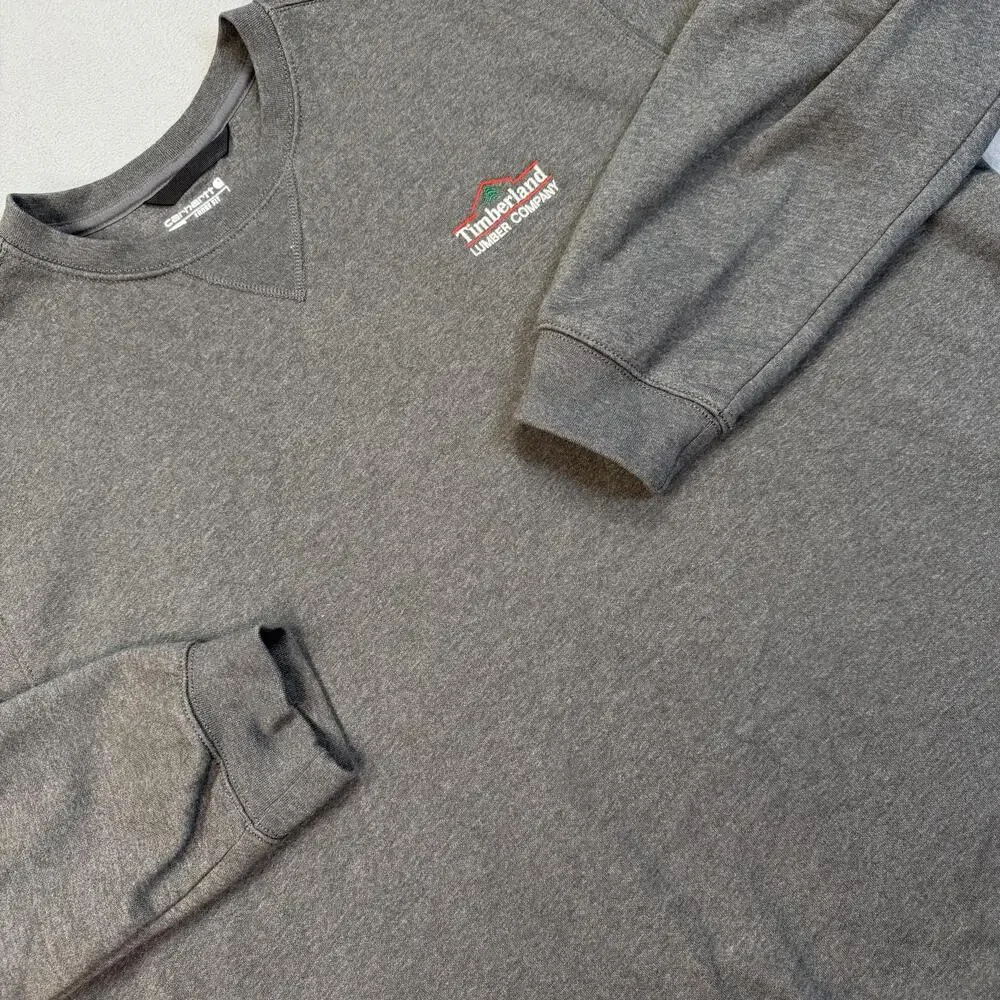 Carhartt Sweatshirt Mens 3XL Gray Fleece Crewneck Timberland Lumber Company Logo